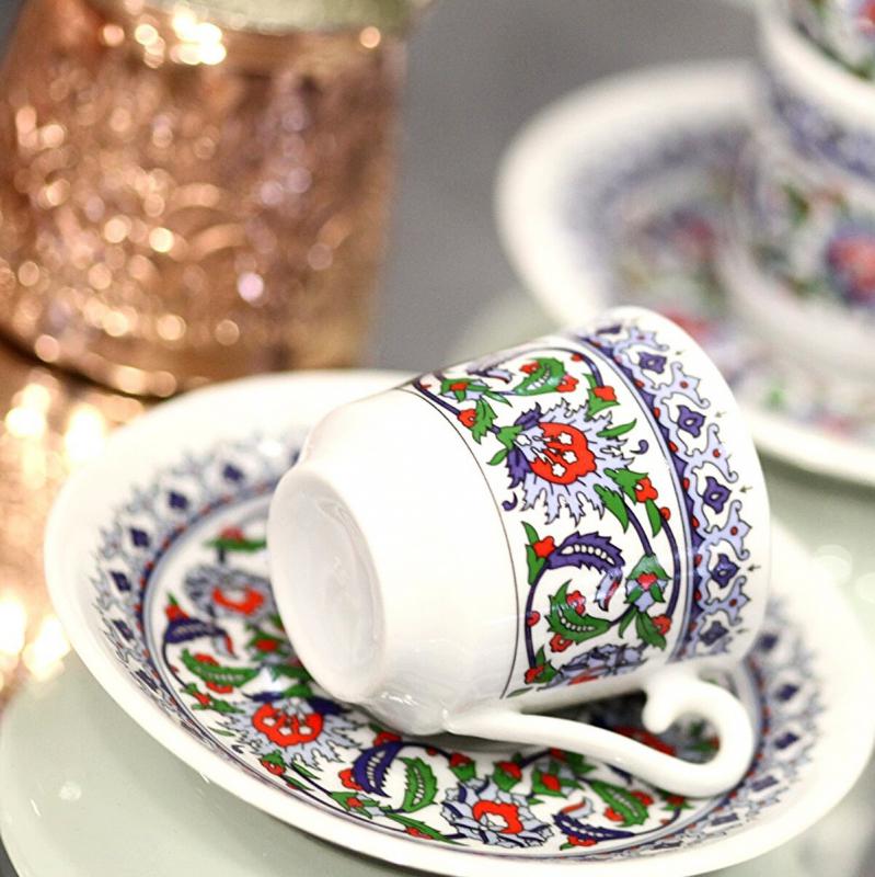 6 Kişilik Kütahya Porselen Türk Kahvesi Fincan Takımı - Topkapı